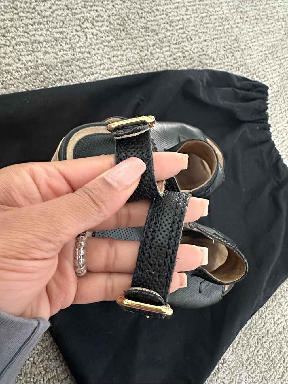 CHANEL Black Leather Peep-Toe Cork Block Heel Mules - Picture 7 of 10